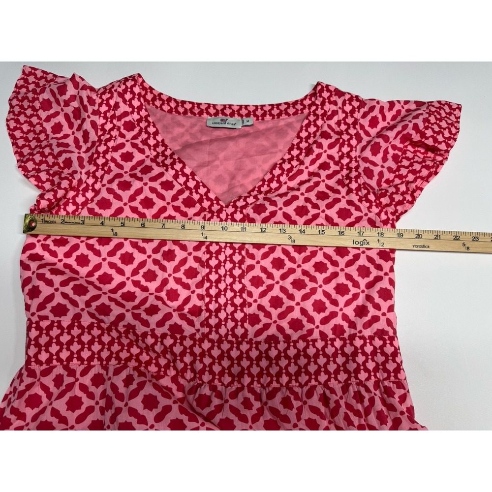 Vineyard Vines Dress  Women's Medium Mix Print Tier Bright Peach‎ - Picture 6 of 10